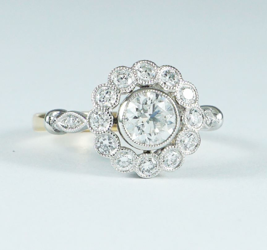 Vintage Diamond Daisy Cluster Ring, 18ct Gold & Platinum - Baxter & Hanks